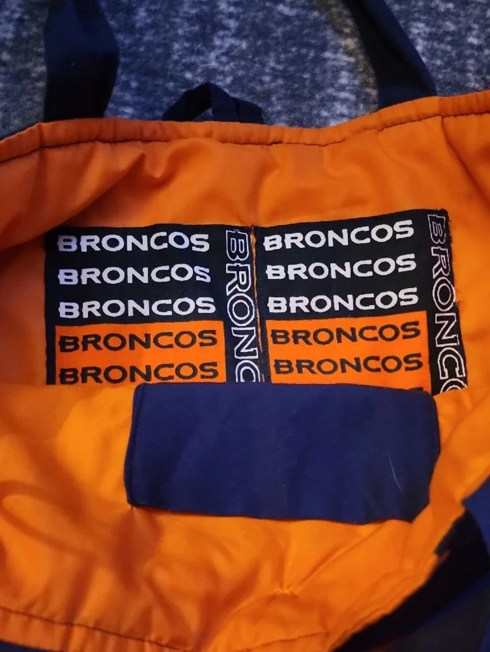 Denver Broncos Navy & Orange Duffel Bag - Official Team Style